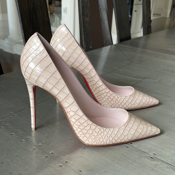 Christian Louboutin Shoes - Christian Louboutin kate 100mm croc print leche beige stiletto sz 38